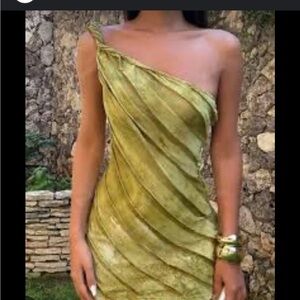 SHEIN One-Shoulder Olive Dress